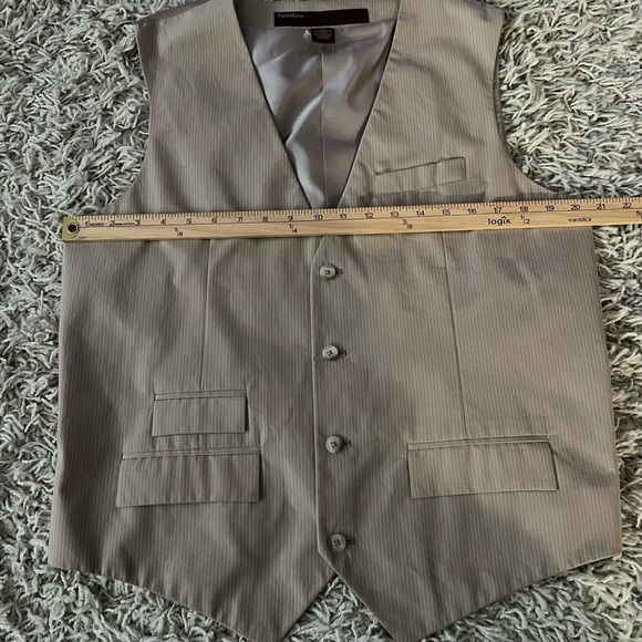 Perry Ellis Suit Vest Tan Pinstripe Size Large - Picture 8 of 11